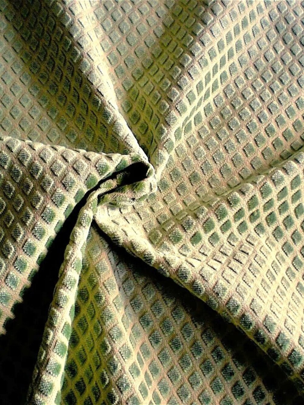 NEW LIGHT & DARKER GREEN DRAPERY FURNITURE UPHOLSTERY FABRIC PIECE 72" L 54"W #2